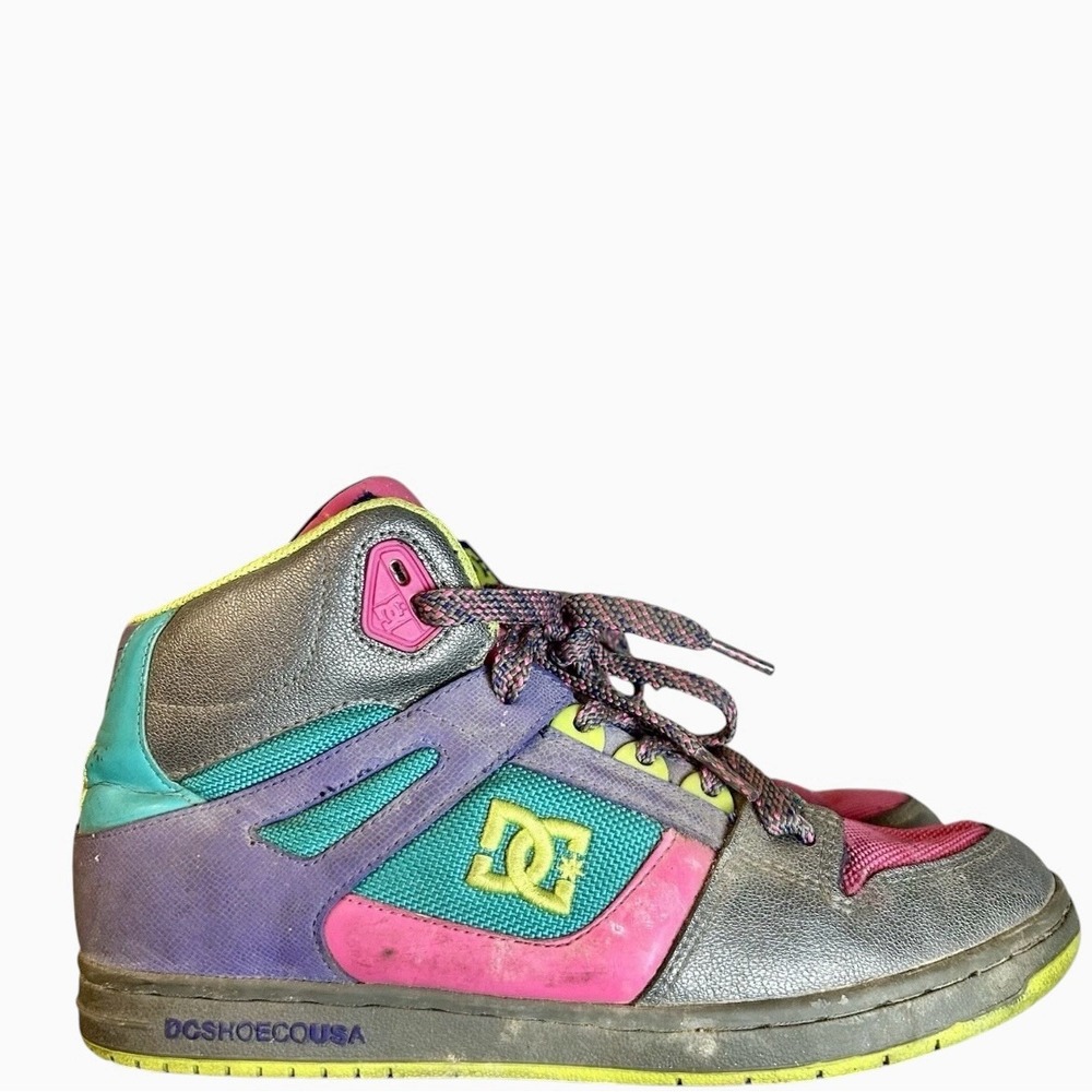 Vintage Y2K DC Shoes Women Rebound High SE Skateboard Sneakers Neon Size 10 US